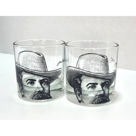 Jack Daniel's Portrait Image Tennessee Whiskey Collectors Cocktail Tumbler Pair - Picture 2 of 6